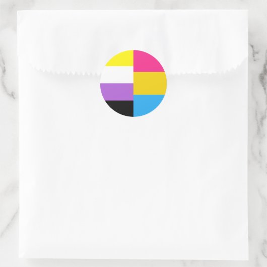 Nonbinary Pansexual Dual Pride Flag Ronde Sticker (Tas)