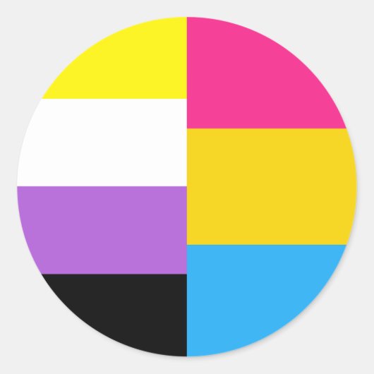 Nonbinary Pansexual Dual Pride Flag Ronde Sticker (Voorkant)