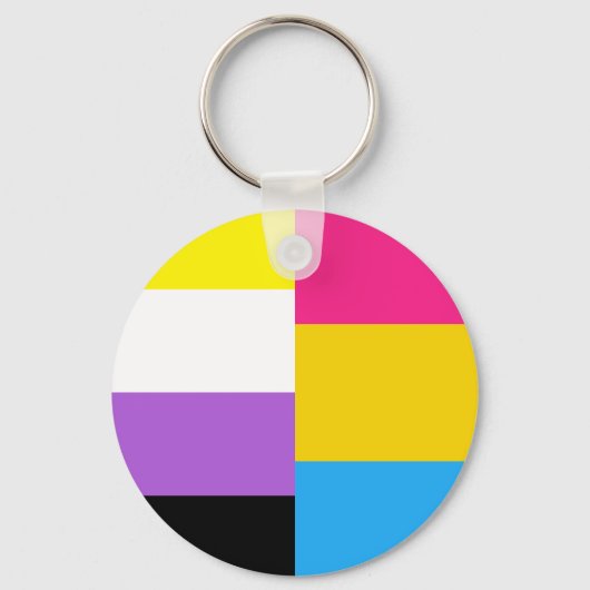 Nonbinary Pansexual Dual Pride Flag Sleutelhanger (Voorkant)