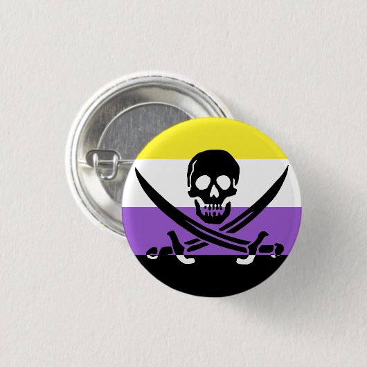 Nonbinary Pirate Pride Flag Button (Voorkant /achterkant)