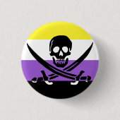 Nonbinary Pirate Pride Flag Button (Voorkant)