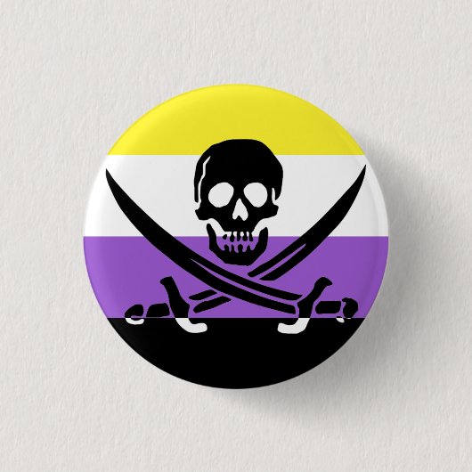 Nonbinary Pirate Pride Flag Button (Voorkant)