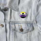 Nonbinary Pirate Pride Flag Button (In situ)