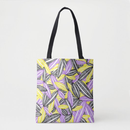 Nonbinary Pride Abstracte Zen bloemblaadjes Paarse Tote Bag (Voorkant)