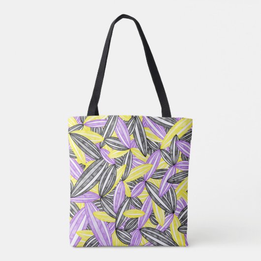 Nonbinary Pride Abstracte Zen bloemblaadjes Paarse Tote Bag (Achterkant)