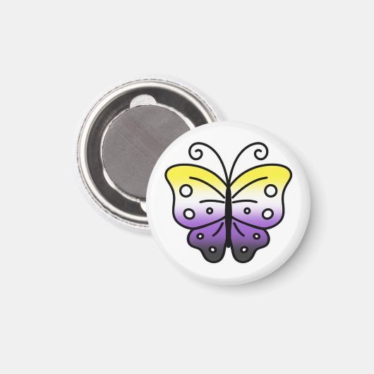Nonbinary Pride Butterfly Magnet (Voorkant / Achterkant)