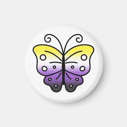 Nonbinary Pride Butterfly Magnet (Voorkant)