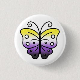 Nonbinary Pride Butterfly Pin Badge Ronde Button 3,2 Cm