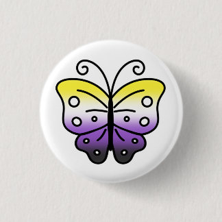 Nonbinary Pride Butterfly Pin Badge Ronde Button 3,2 Cm