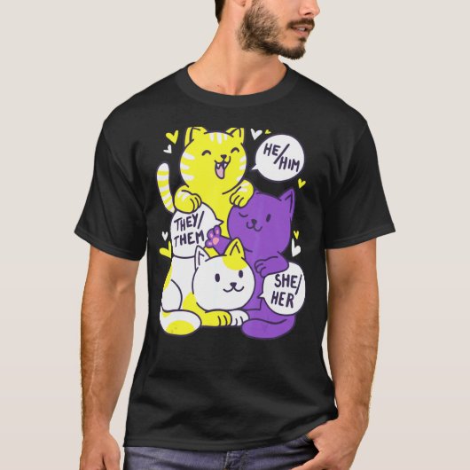 Nonbinary Pride Cat Lgbt Non Binary Flag Cute Cats T-shirt (Voorkant)