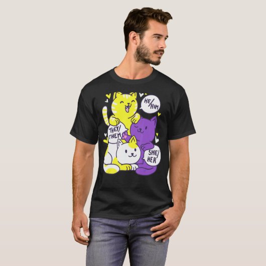 Nonbinary Pride Cat Lgbt Non Binary Flag Cute Cats T-shirt (Voorkant volledig)