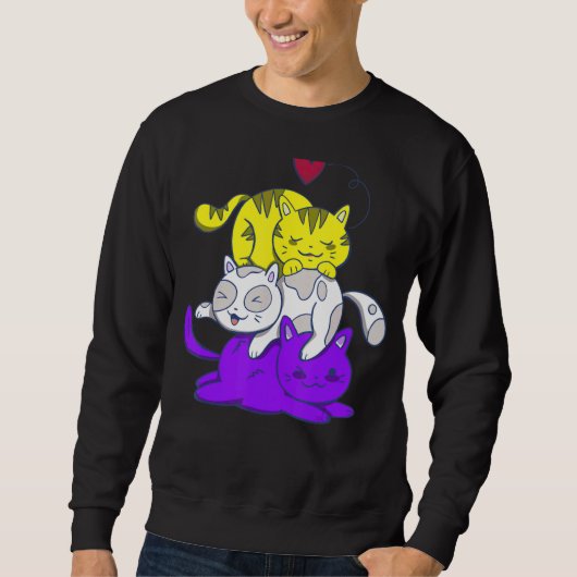 Nonbinary Pride Cat Lgbt Non Binary Flag Cute Cats Trui (Voorkant)