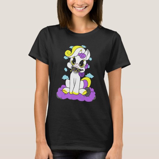 Nonbinary Pride Cute Unicorn Clouds Nonbinary Flag T-shirt (Voorkant)