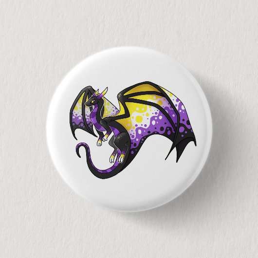 Nonbinary Pride Dragon Ronde Button 3,2 Cm (Voorkant)
