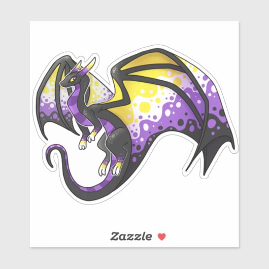 Nonbinary Pride Dragon Sticker (Vel)