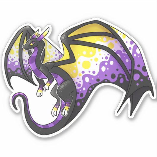 Nonbinary Pride Dragon Sticker (Voorkant)