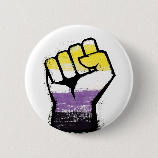 Nonbinary Pride Fist Ronde Button 5,7 Cm (Voorkant)