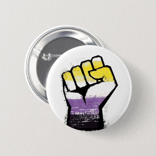 Nonbinary Pride Fist Ronde Button 5,7 Cm (Voorkant /achterkant)