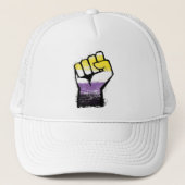 Nonbinary Pride Fist Trucker Pet (Voorkant)
