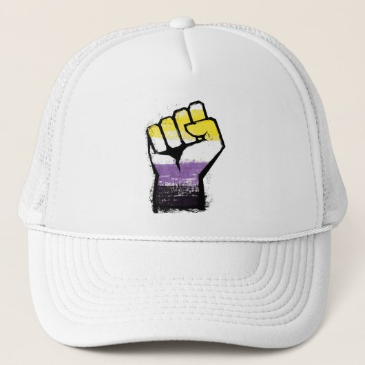 Nonbinary Pride Fist Trucker Pet (Voorkant)