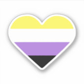 Nonbinary Pride Flag Heart Sticker (Voorkant)