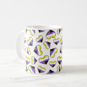 Nonbinary Pride Flag Hearts Coffee Mok (Voorkant links)