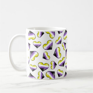 Nonbinary Pride Flag Hearts Coffee Mok