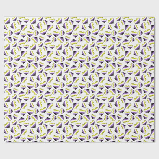 Nonbinary Pride Flag Hearts Wrapping Paper Cadeaupapier (Vlak)
