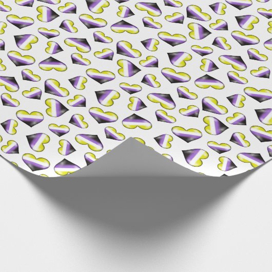 Nonbinary Pride Flag Hearts Wrapping Paper Cadeaupapier (Hoek)