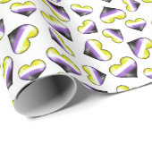 Nonbinary Pride Flag Hearts Wrapping Paper Cadeaupapier (Rol Hoek)