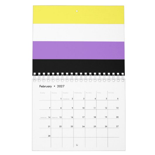 Nonbinary Pride Flag Kalender (Feb 2027)