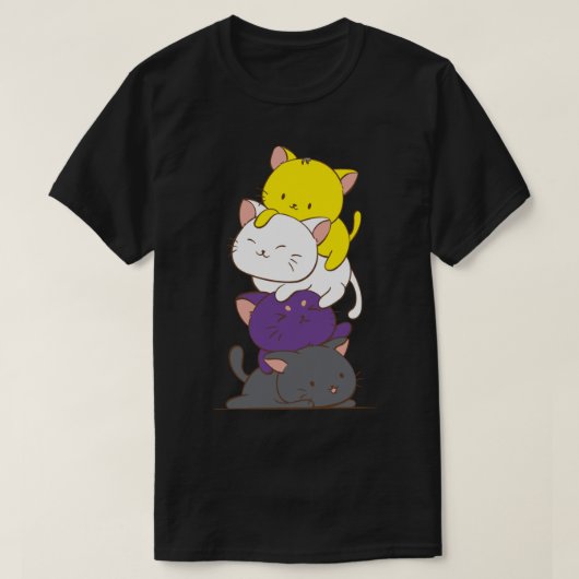 Nonbinary Pride Flag Kawaii Cats Cute LGBTQ Non-bi T-shirt (Design voorkant)