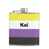 Nonbinary Pride Flag Name of Monogram Heupfles (Voorkant)