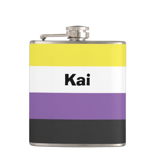Nonbinary Pride Flag Name of Monogram Heupfles (Voorkant)