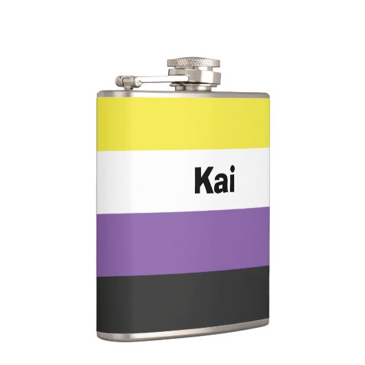 Nonbinary Pride Flag Name of Monogram Heupfles (Rechts)