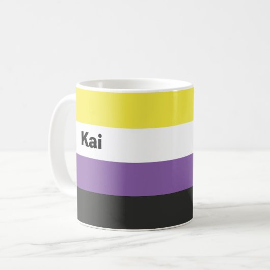 Nonbinary Pride Flag Name of Monogram Koffiemok (Voorkant links)