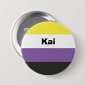 Nonbinary Pride Flag Name of Monogram Ronde Button 7,6 Cm (Voorkant /achterkant)