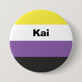 Nonbinary Pride Flag Name of Monogram Ronde Button 7,6 Cm (Voorkant)
