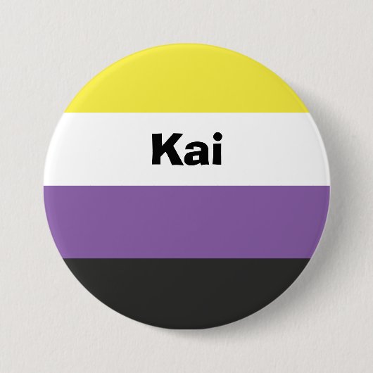 Nonbinary Pride Flag Name of Monogram Ronde Button 7,6 Cm (Voorkant)