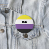 Nonbinary Pride Flag Name of Monogram Ronde Button 7,6 Cm (In situ)