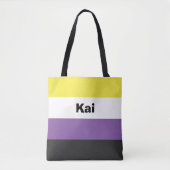 Nonbinary Pride Flag Name of Monogram Tote Bag (Voorkant)