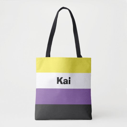 Nonbinary Pride Flag Name of Monogram Tote Bag (Voorkant)