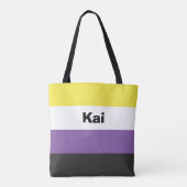 Nonbinary Pride Flag Name of Monogram Tote Bag (Achterkant)
