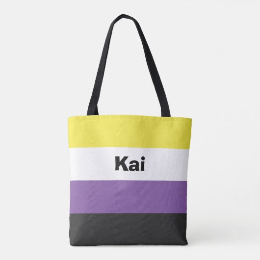 Nonbinary Pride Flag Name of Monogram Tote Bag (Achterkant)