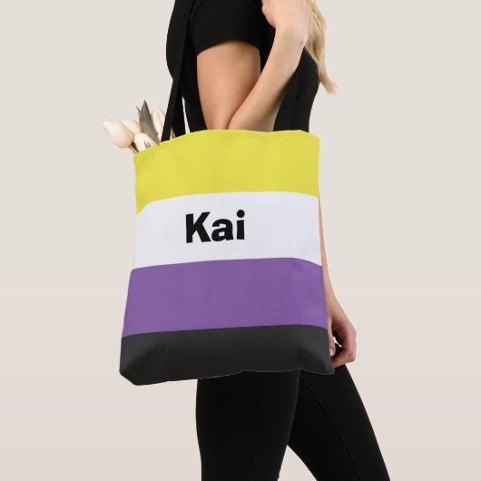 Nonbinary Pride Flag Name of Monogram Tote Bag (Dichtbij)