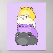 Nonbinary Pride Frog - Cute Kawaii esthetic Frog Poster (Voorkant)