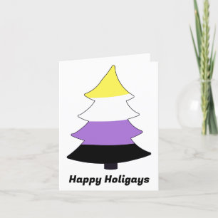Nonbinary Pride Holigay Tree Holiday Card Feestdagen Kaart