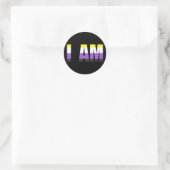 NonBinary Pride I AM Classic Ronde Sticker (Tas)