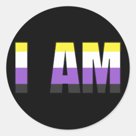 NonBinary Pride I AM Classic Ronde Sticker