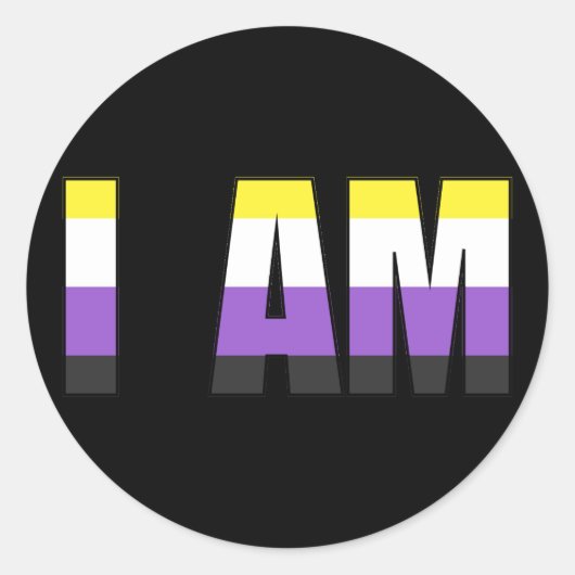 NonBinary Pride I AM Classic Ronde Sticker (Voorkant)